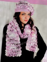 Сиреневый комплект: шарф и берет, фото