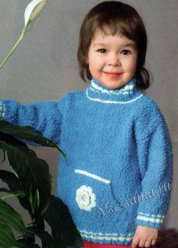 Голубой пуловер для девочки, фото