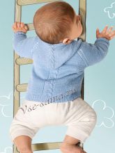 Голубой жакет с капюшоном спицами, фото