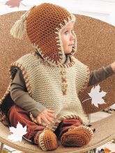 Комплект - пончо, шапочка, пинетки, фото