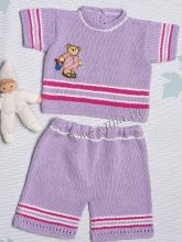 Лилово-розовый пуловер и штанишки, фото