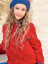 Пуловер красного цвета для девочки, фото