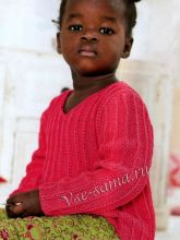 Пуловер розовый с V-образным вырезом, фото