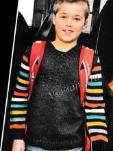 Пуловер с полосатыми рукавами, фото