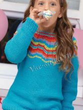 Пуловер с разноцветными зигзагами, фото