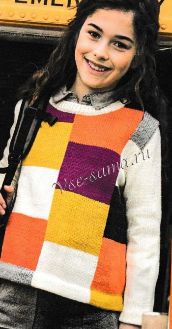 Пуловер с цветными квадратами, фото