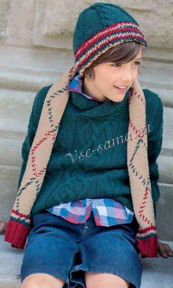 Пуловер, шапка и шарф для мальчика, фото