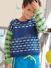 Пуловер в сине-зеленых тонах с узором, фото