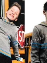 Серый пуловер с капюшоном для мальчика, фото