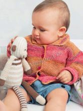 Жакет розово-оранжевый спицами, фото