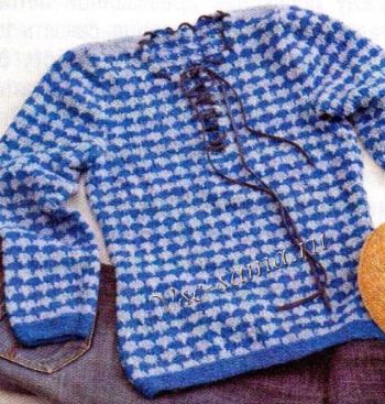 Жаккардовый сине-голубой пуловер, фото