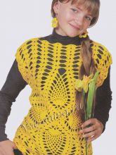 Желтый жилет крючком "Ананасы", фото