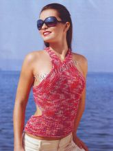 Меланжевый топ с воротником-петлей