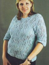 Ажурный пуловер с рукавами три четверти