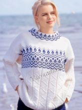 Белоснежный джемпер с жаккардом, фото модели