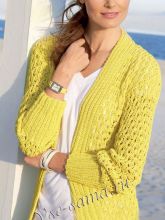 Ажурный лимонно-желтый жакет, фото