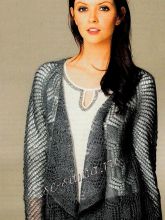 Ажурный мохеровый жакет спицами, фото