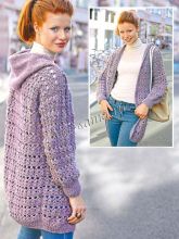 Ажурный жакет с капюшоном, фото