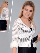 Белый короткий жакет крючком, фото