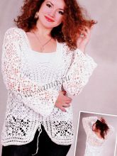 Белый жакет из квадратных мотивов, фото