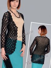 Черный ажурный жакет крючком, фото