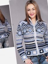 Голубой жакет крючком, фото