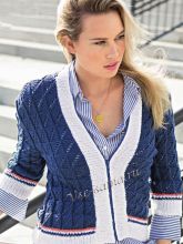 Контрастный жакет с ажурным узором, фото