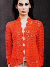 Красный женский жакет крючком