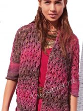 Меланжевый жакет с ажурным узором, фото