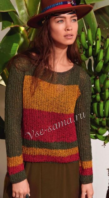 Полосатый пуловер - яркие краски, фото