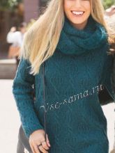 Пуловер и шарф-петля иссиня-зеленого цвета, фото