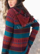 Разноцветный жакет в полоску с капюшоном, фото