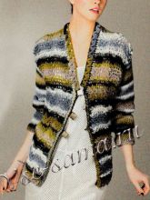 Серо-зеленый жакет крючком, фото