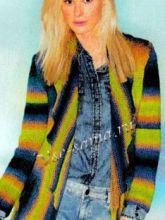 Сине-зеленый жакет спицами, фото