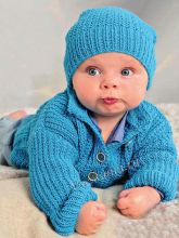 Жакет и шапочка бирюзового цвета, фото