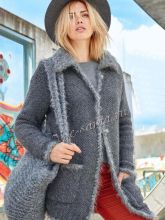 Жакет и вязаная сумка в серых тонах