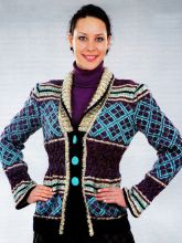 Жакет с шалевым воротником и жаккардовым узором, фото