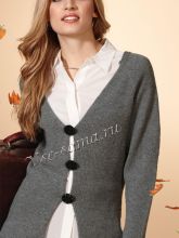 Жакет спицами с большими пуговицами, фото