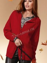 Жакет спицами винно-красного цвета, фото