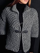 Жакет, связанный узором с сотами, фото