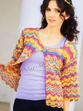 Жакет в жёлто-оранжево-голубых тонах, фото