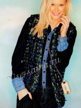 Сине-желтый жилет спицами, фото