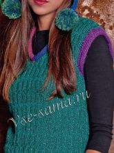 Зелёная безрукавка спицами, фото