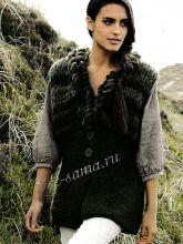 Жилет спицами - оттенки травы, фото