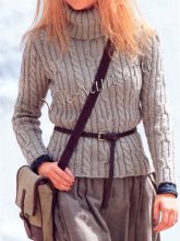 Пуловер с косами цвета ила