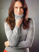 Серый свитер спицами