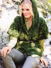 Меланжевый жакет с капюшоном спицами