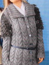 Серый жакет с узором из кос