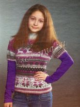 Пуловер с коротким рукавом и  жаккардовым узором