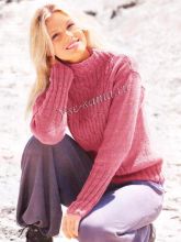 Пуловер с полосами из кос